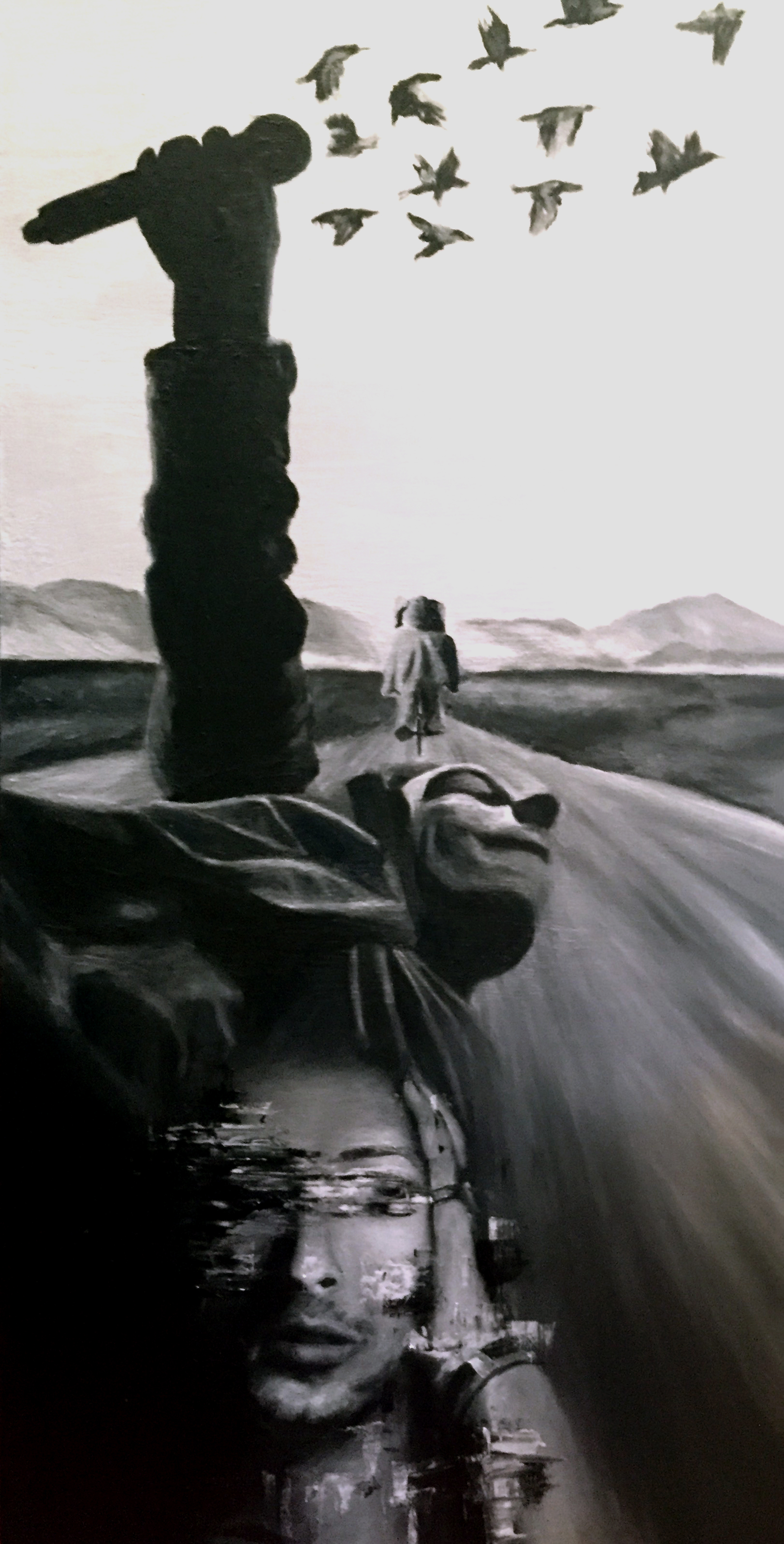 Oil painting of Coldplay concert scene